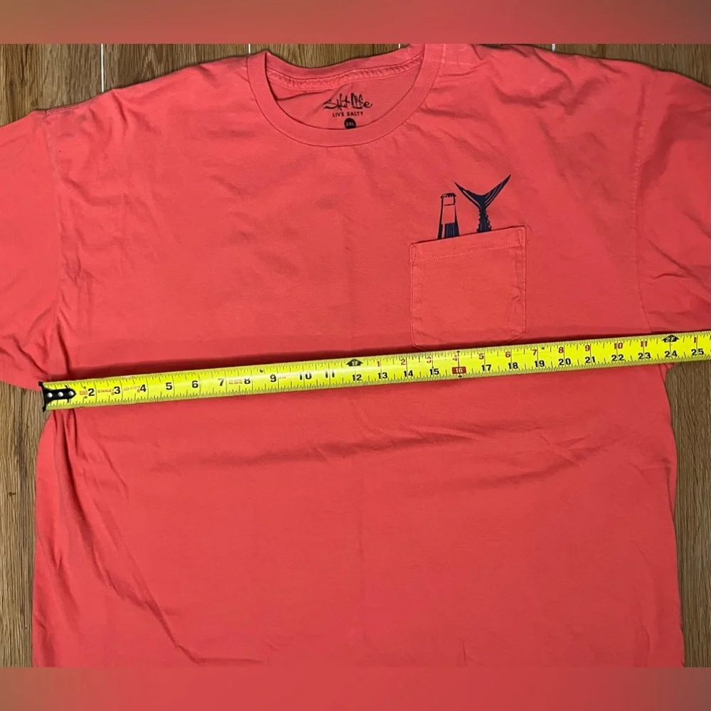 Salt Life NWOT 2XL Mens Shirt Pink Salmon Blue - Picture 2 of 6